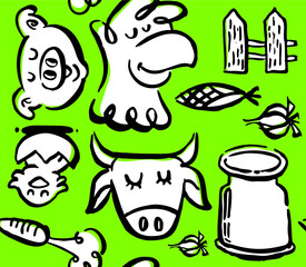 Farm pattern kids green fabric