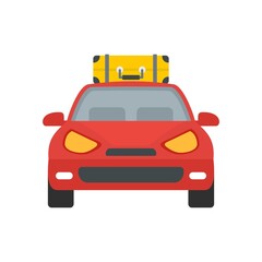 Front view travel car icon flat isolated vector