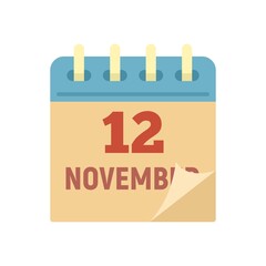 12 november calendar icon flat isolated vector