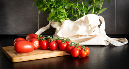 tomatoes and basil herbs