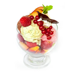 ice cream with fruits, isolated
