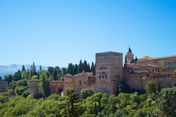Fototapeta na wymiar Spectacular views of the Alhambra in Granada, a medieval Muslim fortress