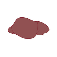 Liver, internal biological organ, by-product for cooking. Hand-drawn vector, icon. Anatomy, prevention of alcoholism, hepatitis. Healthy lifestyle, proper nutrition, medical reference book.