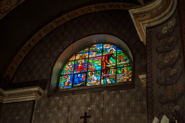 stained glass window in cathedral