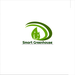 Fototapeta premium smart greenhouse logo image that can be applied to companies engaged in smart agriculture, greenhouse manufacturing services, urban agriculture, smart forests