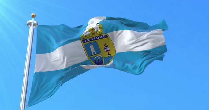 Iquique city flag, Chile. Loop