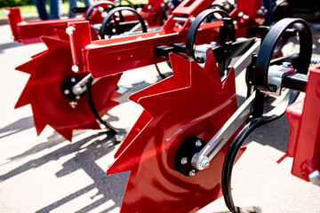 Fototapeta premium New modern agricultural machinery and equipment details