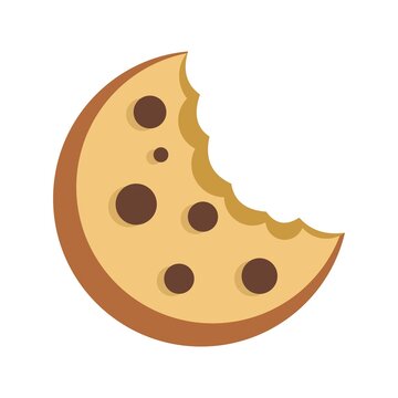 Bitten cookie icon flat isolated vector