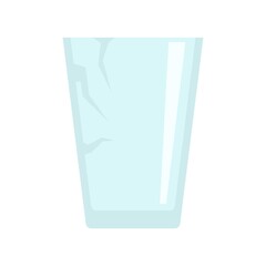 Cracked glass cup icon flat isolated vector