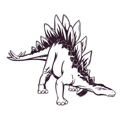 Isolated on white drawing of a stegosaurus in a comic style. Hand drawing. For design, tattoo, t-shirt printing, logo. Vector illustration. © Server