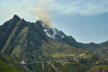 Obraz premium Fire in the mountains Dagestan, Russia