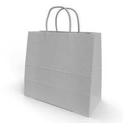 3d rendering of empty gray shopping bag on white background - 444545983
