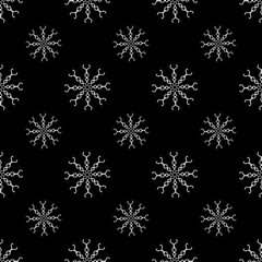 Fototapeta na wymiar black and white hand drawn geometric and flower pattern, seamless repeat pattern for textile, web background packaging gift wrapper and more. Pattern swatches added to the swatch panel.
