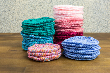 reusable crochet cotton makeup remover pads - zero waste and sustainable lifestyle concept