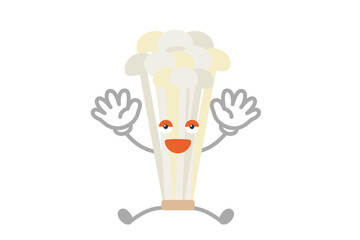 ジャンプするシンプルでかわいいエノキのキャラクターのベクターイラスト