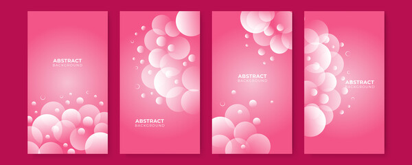 Set of red pink white gradient abstract background. Abstract modern background gradient color. Red and pink gradient with halftone, stripe, lines, hexagon, wave, liquid, circle decoration.