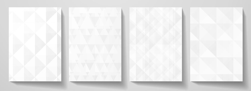 Modern white blank background design set. Abstract creative geometric pattern (digital geometric texture) in monochrome. Graphic vector background for notebook, business page template, presentation © Shiny777