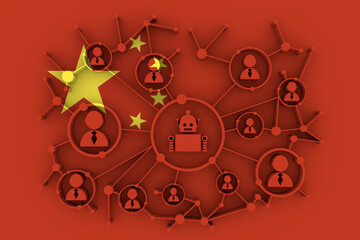 Obraz na płótnie Canvas Social media network and flag of China