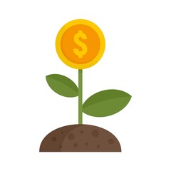 Crowdfunding money flower icon flat isolated vector