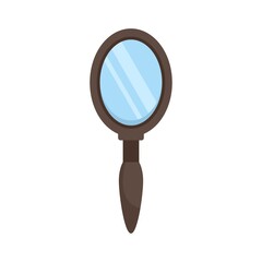 Wood hand mirror icon flat isolated vector © anatolir