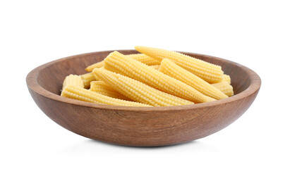 Fresh baby corn cobs on white background