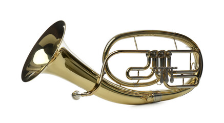 Tenor horn isolated on white. Wind musical instrument - obrazy, fototapety, plakaty
