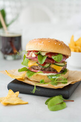 hamburger on a plate