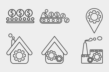 Production set vector icons illustration signs