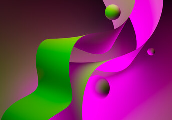 Neon background with waves and rounds. Futuristic abstract design. Banners, covers, layouts, and posters. Abstract geometry. Abstraction with lines for background. 3 D image