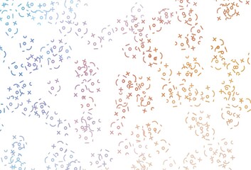 Light Blue, Yellow vector background with arithmetic signs.