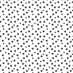 Seamless pattern cat paws footprint design background for wallpaper, wrapping, paper, fabric. Vector illustration.
