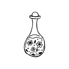 Doodle element for magic, Halloween. Hand-drawn image for various designs. flower potion