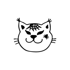 Doodle element for magic, Halloween. Hand-drawn image for various designs. magic cat