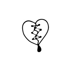 Doodle element for magic, Halloween. Hand-drawn image for various designs. sewn heart