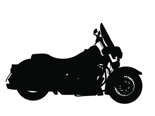 Motorcycle vector silhouette illustration. Road travel by bike. Freedom concept. Powerful engine for fast vehicle. Top speed for outdoor pleasure.