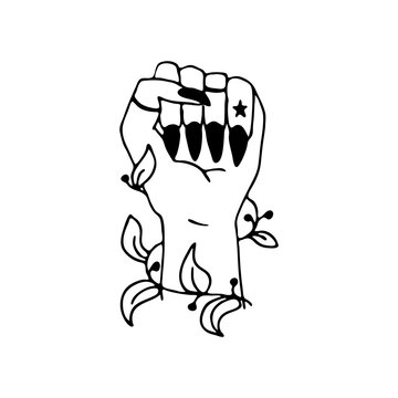 Doodle element for magic, Halloween. Hand-drawn image for various designs. witch's hand