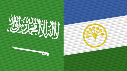 Bashkortostan and Saudi Arabia Flags Together Fabric Texture Illustration Background