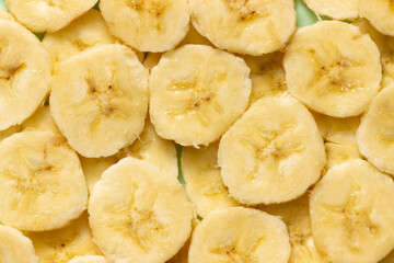 Close up of sliced banana. Banana background