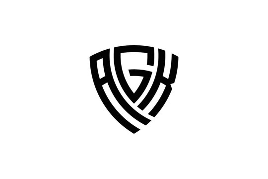 AGK creative letter shield logo design vector icon illustration