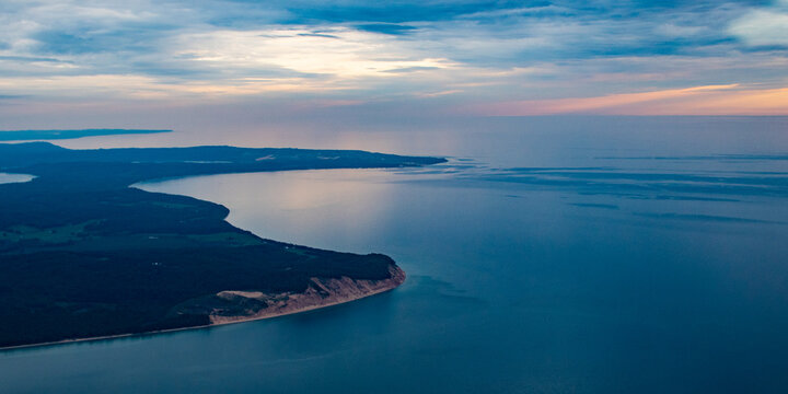 Aerial Lake Michigan view of Pyramid Point