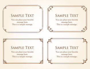 植物モチーフのフレームセット。エレガントなイメージのデザイン素材。優美なライン。上品なデザイン。