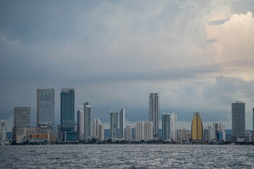 Fototapeta premium Cityscape of the Cartagena city from the sea. Travel and vacation concept 