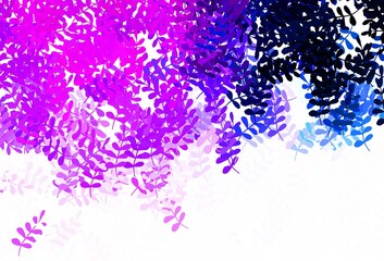Light Purple vector doodle background with leaves.