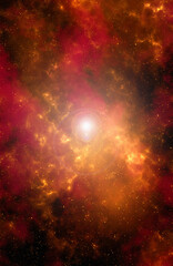 Space background with stardust and shining stars. Realistic cosmos and color nebula. Colorful galaxy. 3d illustration
