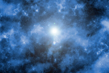 Space background with stardust and shining stars. Realistic cosmos and color nebula. Colorful galaxy. 3d illustration
