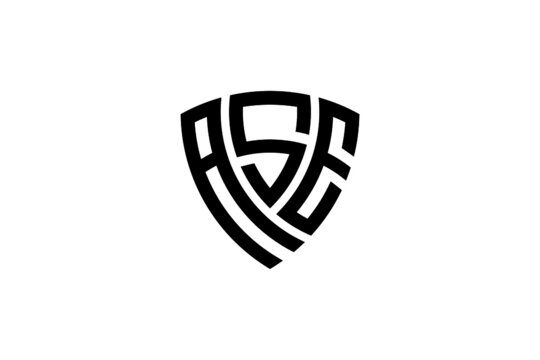 ASE creative letter shield logo design vector icon illustration