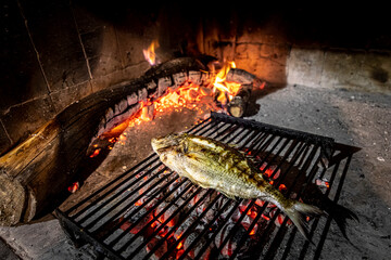 fish on griller on the island Solta, Croatia