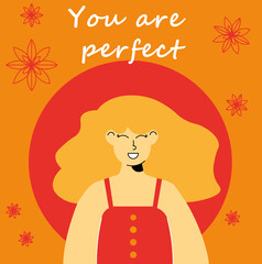 Abstract modern woman people faces portraits artistic trendy background templates poster cards. Trendy art minimal background poster wall art print. Illustration in hand drawn flat style. Motivational