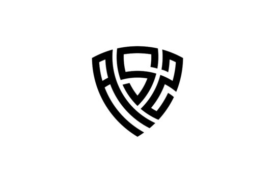 ASZ creative letter shield logo design vector icon illustration