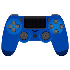 Modern blue gamepad. Convenient vector joystick. Console gamepad in blue and latest generation. Japanese vector controller. © Crashik